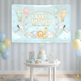 Dieren Heet Lucht Ballonnen Wolken Cute Baby Showe Spandoek