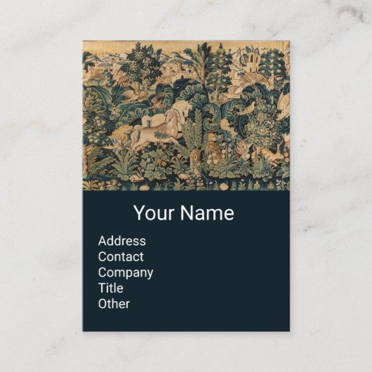 DIEREN, HORSES, WOODLAND Blue Green Florence Visitekaartje (Voorkant)