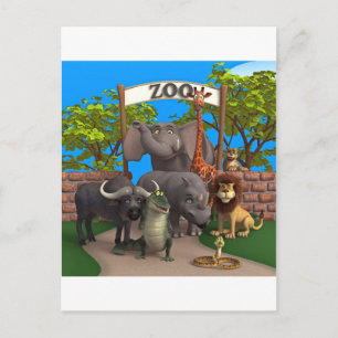Dieren in de dierentuin briefkaart
