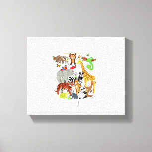 Dieren in de Dierentuin Wilde Dieren Verjaardagsfe Canvas Afdruk