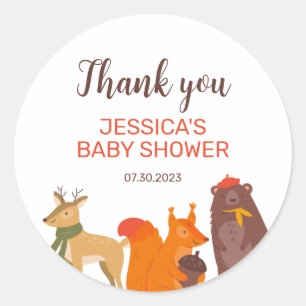 Dieren in de herfst Baby Shower Ronde Sticker
