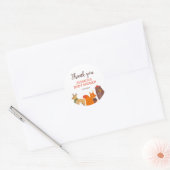 Dieren in de herfst Baby Shower Ronde Sticker (Envelop)