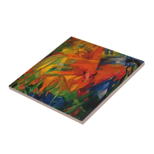 Dieren in een landschap van Franz Marc Tegeltje (Zijkant)