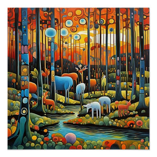 Dieren in het bos perfect poster (Voorkant)