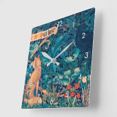 Dieren in het bos, William Morris Square Wall Vierkante Klok (Hoek)