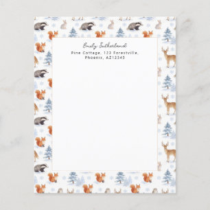 Dieren in het winterbos Kerst schrijfpapier