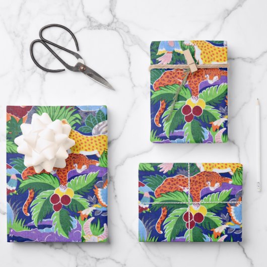 Dieren in Safari, kleurrijk patroon, Inpakpapier Vel (Voorkant)