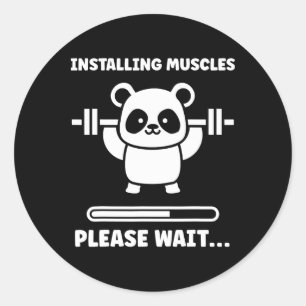 Dieren Installeren Spieren Fitness Bodybuilding Ko Ronde Sticker
