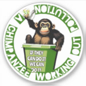 Dieren karakters - Een chimpansee Sticker (Voorkant)