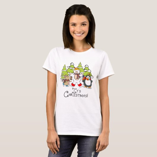 Dieren Kerstmis T-shirt (Voorkant volledig)