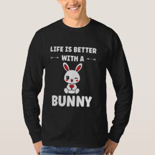 Dieren konijn grappig schattig leven is beter met t-shirt