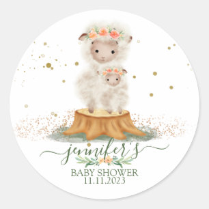 Dieren lamsveefamilie ronde sticker