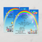 Dieren, meisje, trein en regenboogdag kaart (Voorkant / Achterkant)