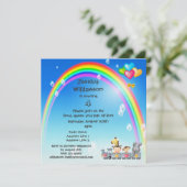 Dieren, meisje, trein en regenboogdag kaart (Staand voorkant)