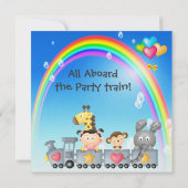 Dieren, meisje, trein en regenboogdag kaart (Achterkant)