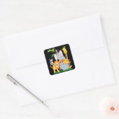 Dieren met dierentuin: een dag op een dag vierkante sticker (Envelop)