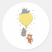 Dieren met een ballon ronde sticker (Voorkant)