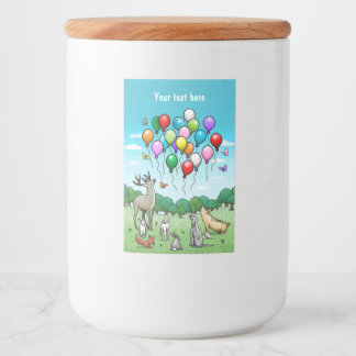 Dieren met Kleurrijke Ballonnen Voedselcontainer Etiket