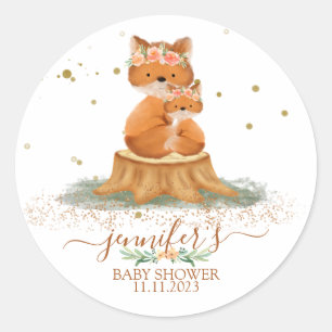 Dieren Moeder en Kind Vos Familie Favoriet Ronde Sticker