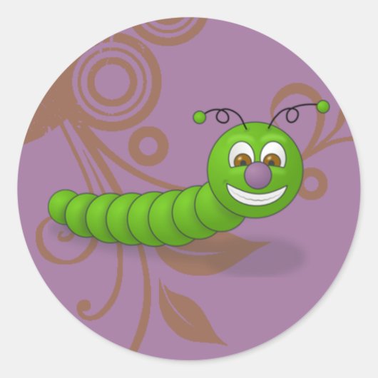 Dieren & Natuur Sticker, Worm Ronde Sticker (Voorkant)