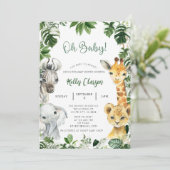 Dieren Oerwoud Safari Oh Boy Baby shower Kaart (Staand voorkant)