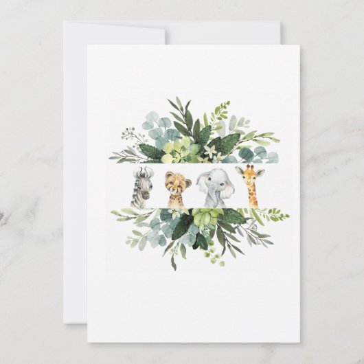 Dieren Oerwoud Safari Oh Boy Baby shower Kaart (Achterkant)