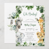 Dieren Oerwoud Safari Oh Boy Baby shower Kaart (Voorkant / Achterkant)
