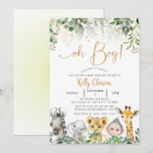 Dieren Oerwoud Safari Oh Boy Baby shower Kaart (Voorkant / Achterkant)