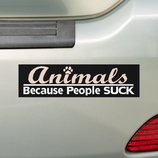 Dieren omdat mensen opslokken bumpersticker (Op auto)