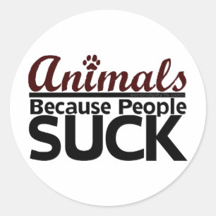 Dieren omdat mensen opslokken ronde sticker
