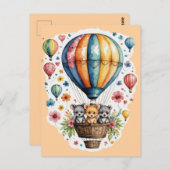 Dieren op een ballon briefkaart (Voorkant / Achterkant)