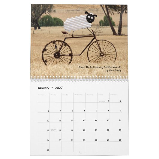 Dieren op fietsenkalender kalender (Jan 2027)