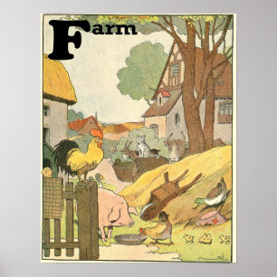 Dieren op het Boerderij Alphabet Story Book Poster