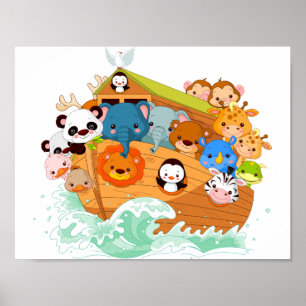 Dieren op het Poster van de Noahs-kunst
