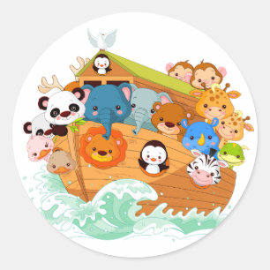 Dieren op noahs-tekenaars ronde sticker