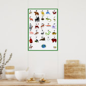 DIEREN OVER DE WERELD ABC POSTER (Keuken)