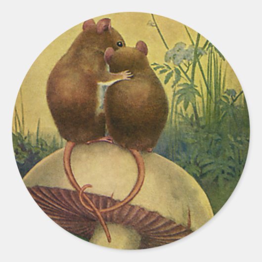  dieren, Romance- en liefdesmuizen Ronde Sticker (Voorkant)
