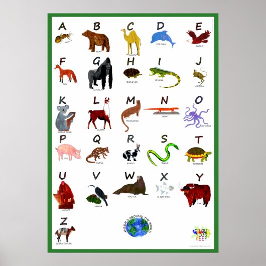 DIEREN RONDOM DE WERELD ABC POSTER (Voorkant)