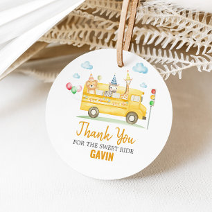 Dieren School Bus Verjaardagsfeest Rond de gunst T Bedankjes Labels