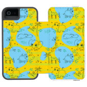 Dieren spelen baby patroon achtergrond incipio iPhone portemonnee hoesje (Agenda Open)