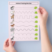 Dieren Traceren De Lijn Werkblad voor Kinderen Flyer (Hand)