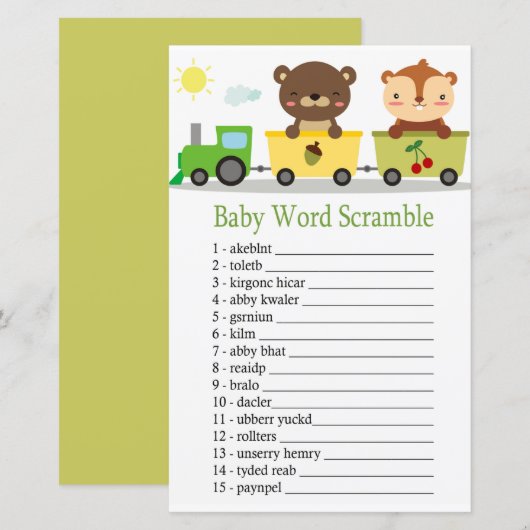 Dieren trainen Baby-woordscramingspel (Voorkant / Achterkant)