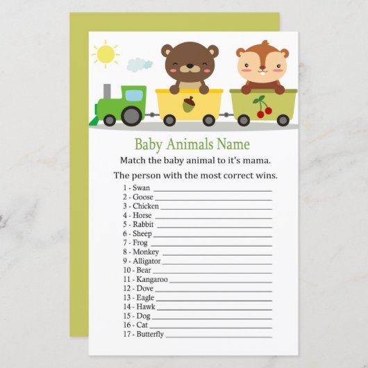 Dieren trainen Babydieren Naam Game (Voorkant / Achterkant)