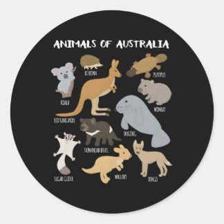 Dieren uit Australië - Diereneducatie Ronde Sticker
