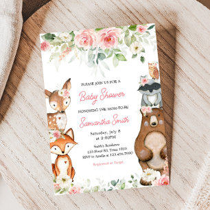 Dieren uit het bloemrijke bos baby shower kaart