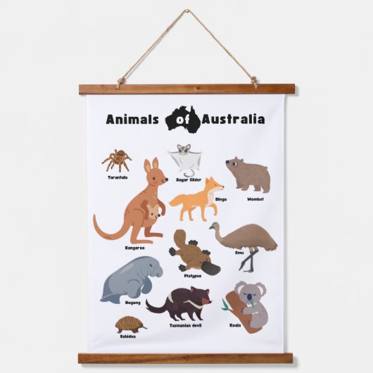 Dieren van Australië Aussie Wildlife Hangend Wandkleed (Voorkant)