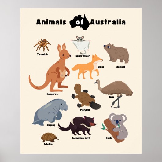 Dieren van Australië Aussie Wildlife Poster (Voorkant)