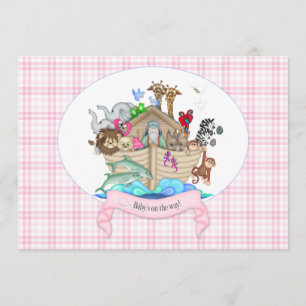 Dieren van de Ark van Noach Roze Gingham Kaart