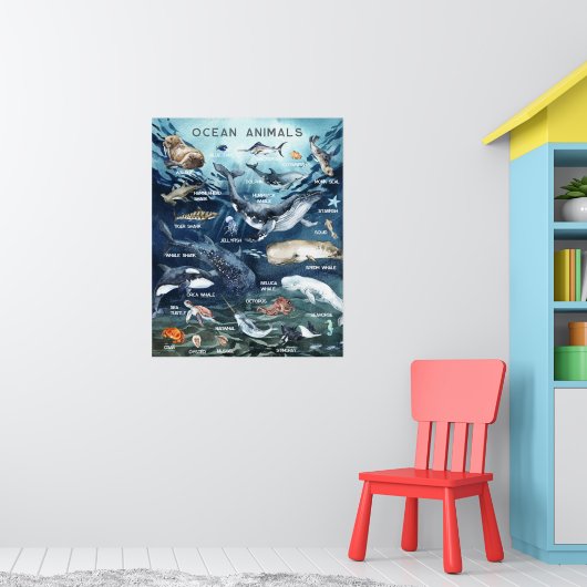 Dieren van de Oceaan | Onderwijs Leren Klaslokaal Poster (Kinderkamer 1)