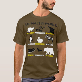 Dieren van de wereld en hoe ze worden genoemd t-shirt